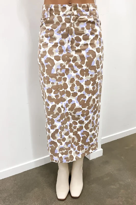 Abbie Skirt Toffee Leopard breathable skirt fabric