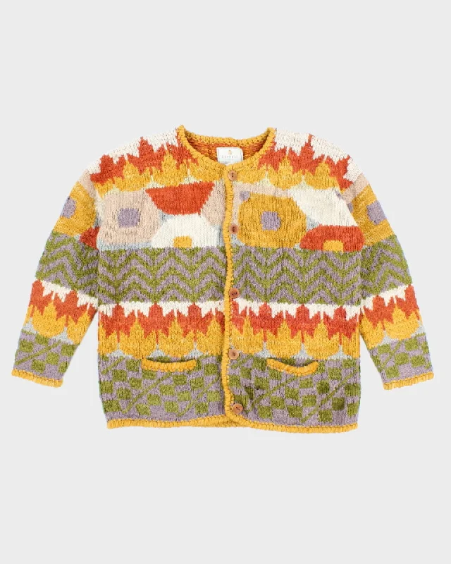 Vintage 90s Express Tricot Handknitted Wool Cardigan - L Open Front Closed Front Wrap Front Vintage 90s Express Tricot Handknitted Wool Cardigan - L Open Front Closed Front Wrap Front