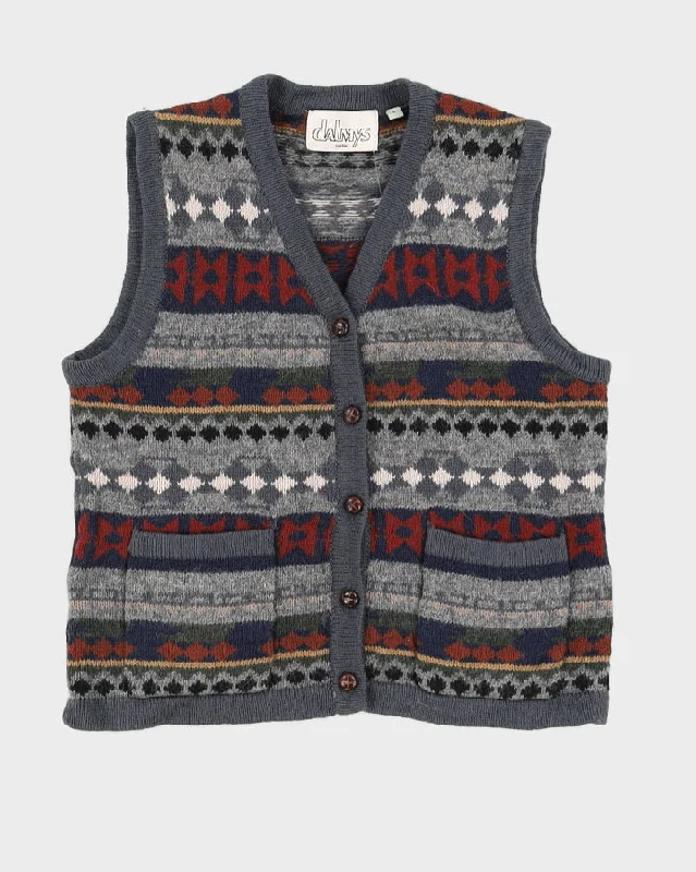 Vintage 90s Dalmy's Knitted Sleeveless Cardigan - S Soft Cozy Warm