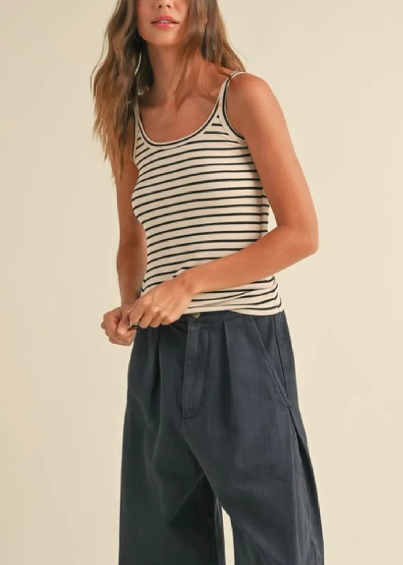 Dove Stripe Tank Top cutout tank top