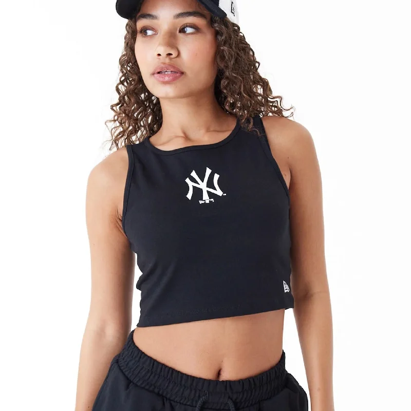 New York Yankees Womens MLB Lifestyle Black Crop Tank Top playful tank top
