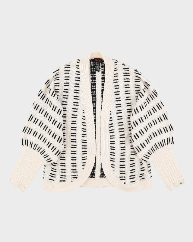 1990s Black And White Patterned Cardigan - M Fitted Loose Oversized