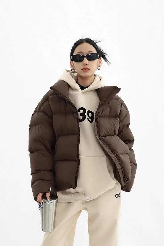 Cropped Down Jacket One-Shoulder Jacket Off-the-Shoulder Jacket Asymmetrical Jacket