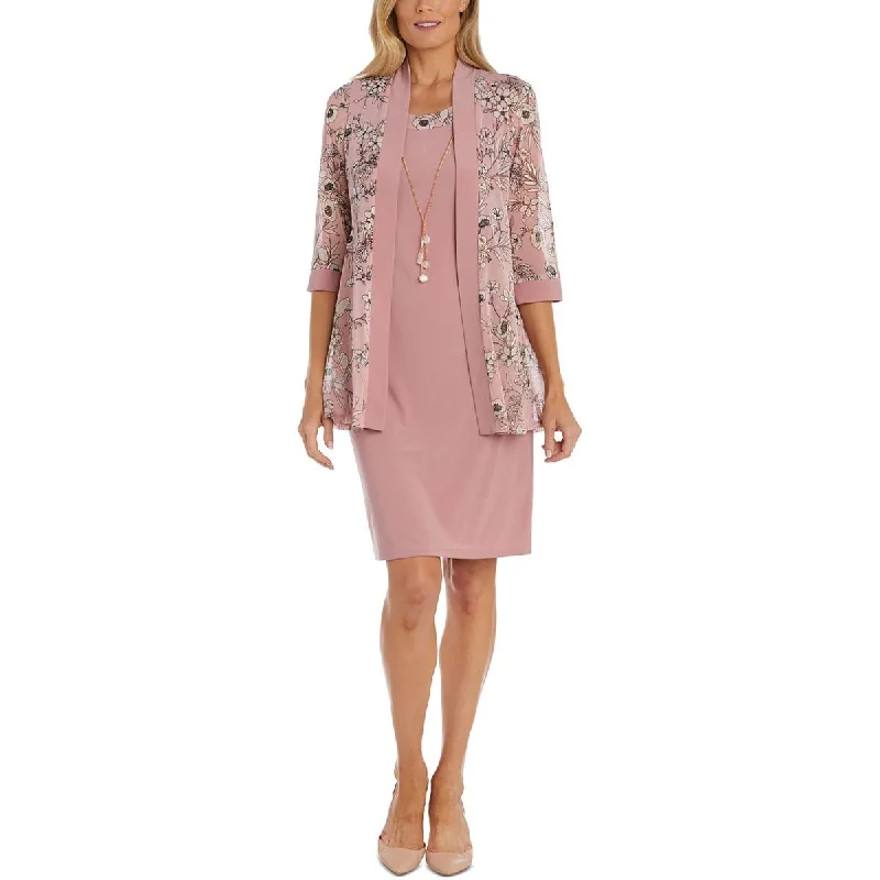 R&M Richards Womens Petites Floral Print Cardigan Open-Front Blazer Toggled Drawstring Belted