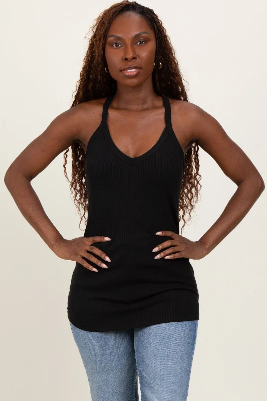 Black V-Neck Racerback Tank Top lavender tank top