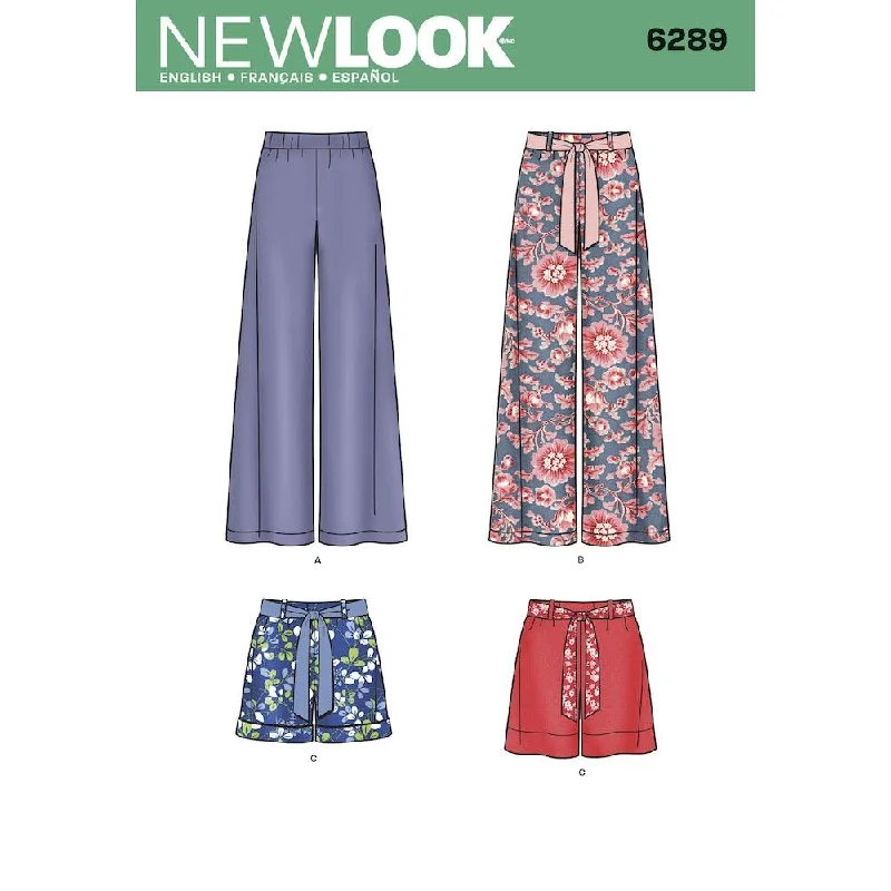 Newlook Pattern 6289 Misses' Pull-on Pants or Shorts and Tie Belt Relaxed Linen Pants
