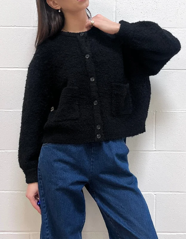 Millie Cardigan in Black Boxy Cardigan Fitted Cardigan A-Line