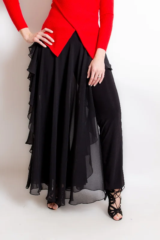 "Patricia" Black Ruffle Pants Classic Chino Pants