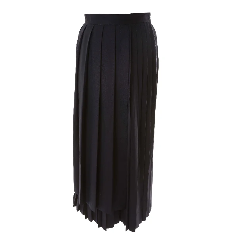 HEV Navy Silk Wrap Pleat Skirt wool skirt sturdy