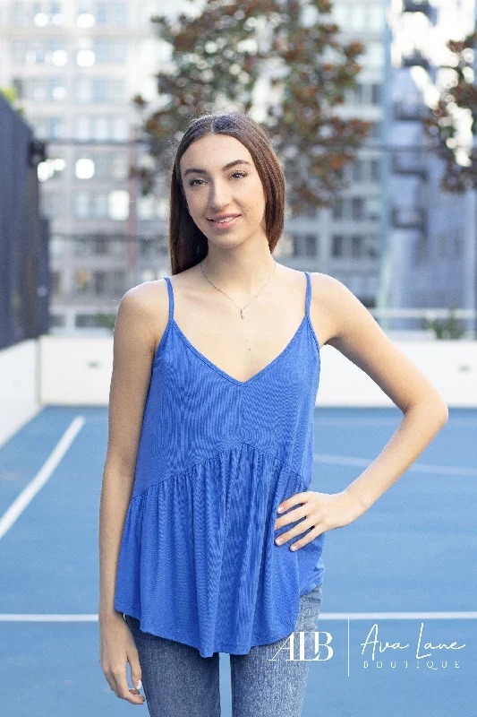 Blossoming Flower Women's Spaghetti Strap Babydoll Tank Top one shoulder tank