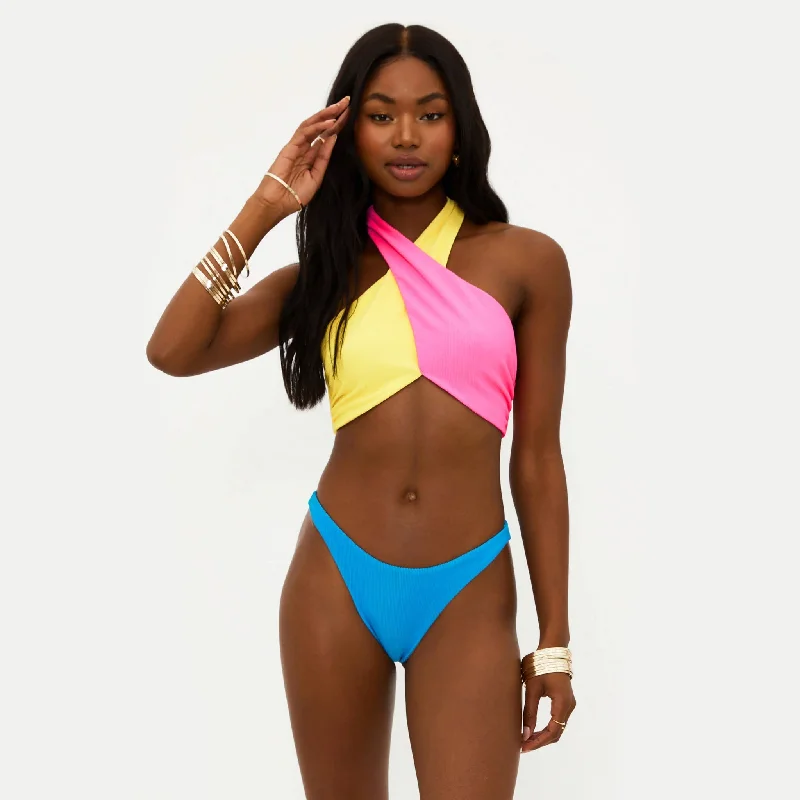 Beach Riot Jessica Swim Top - Coral Reef Color Block Sexy Two-Piece Set