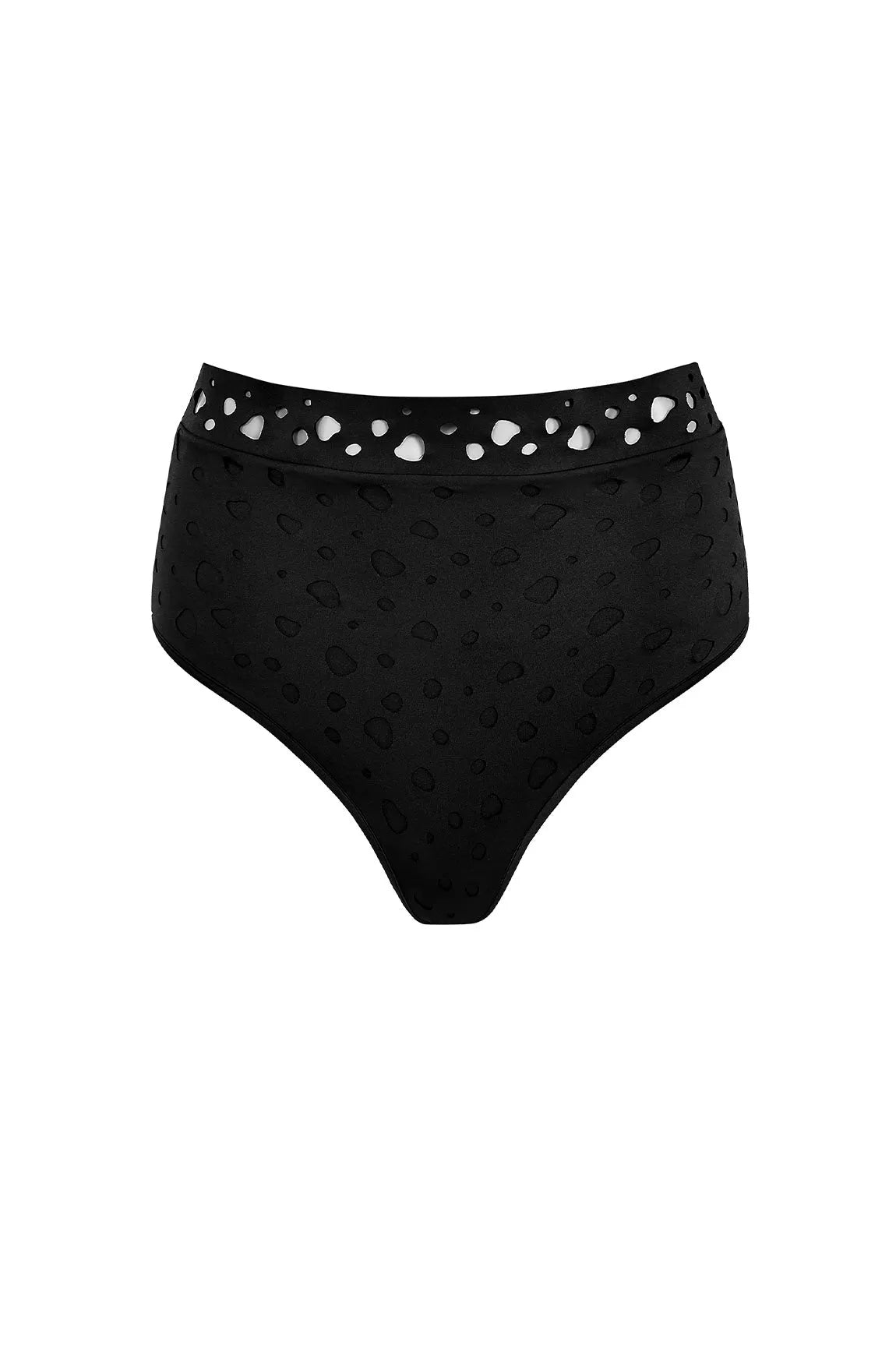 Bottom The Dotted Swimmer Black HW Beachy Ruffle Bikini
