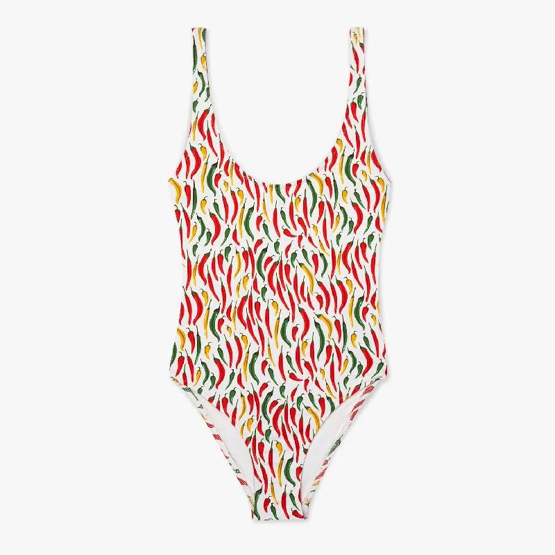 Chillies Swimsuit - White Red Trendy Swimsuit Bottoms