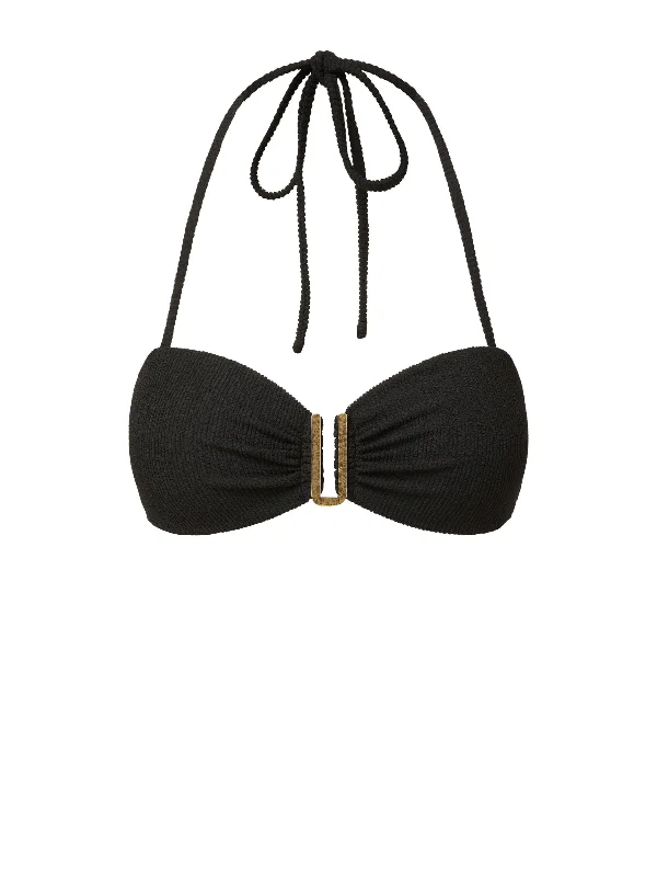 Cindy Swim Top Black Texture Retro-Inspired Bikini Set