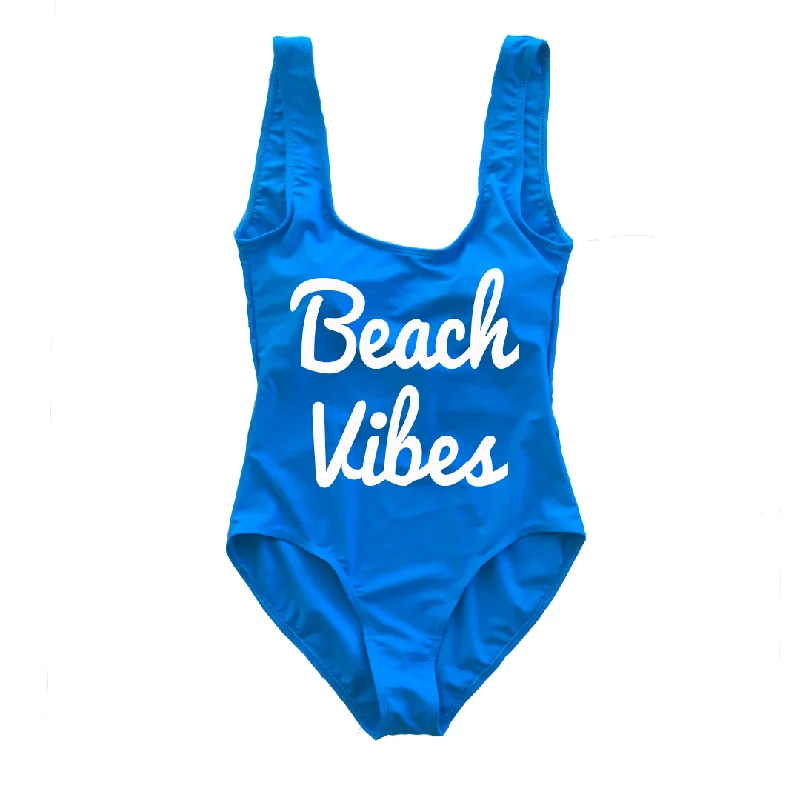 Beach Vibes Blue One Piece Swimsuit Casual Swim Dress