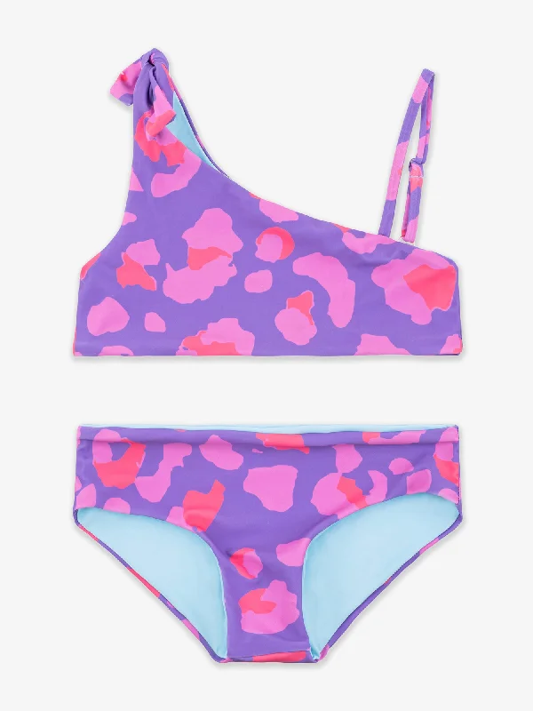 Victoria Reversible Leopard Print One Shoulder Bikini Swimsuit Set Classic Swimsuit Design