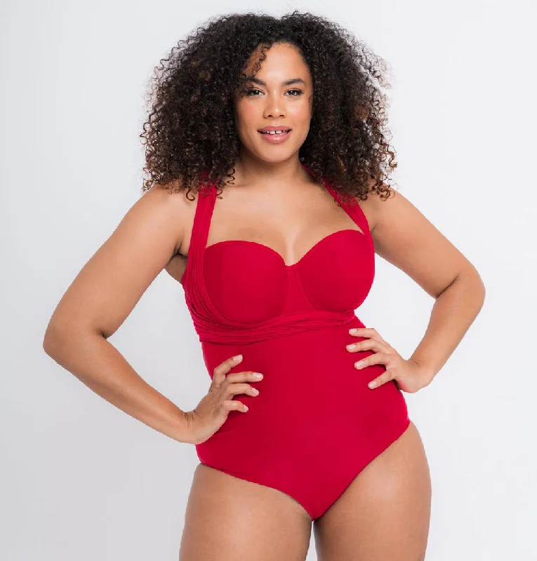 Curvy Kate Swimwear Wrapsody Red Multiway Bandeau One Piece CS005600 Classic Monokini Design