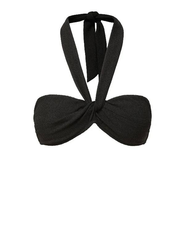 Loryn Swim Top Black Texture Swimsuit with Skirt