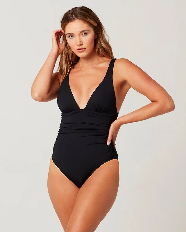 LSpace Black Sydney One Piece Swimsuit Push-Up Bikini Bottoms