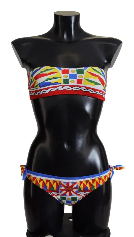 Multicolor Carretto Bandeau Brief Swimwear 2 Pc Bikini Quick-Dry Tankini