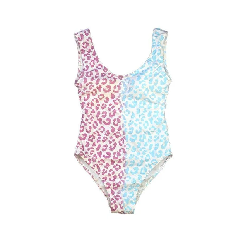 Cheetah Color Changing One Piece Swimsuit Lace Back Bikini