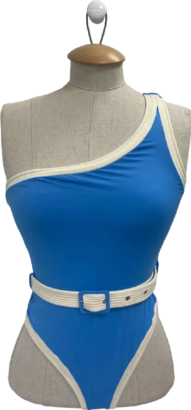 Paolita Blue One-Shoulder Swimsuit with Belt UK S Retro Swimwear Style