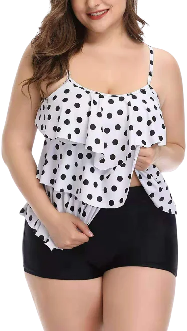 Plus Size Women Tankini Swimsuits Two-Piece Beachwear