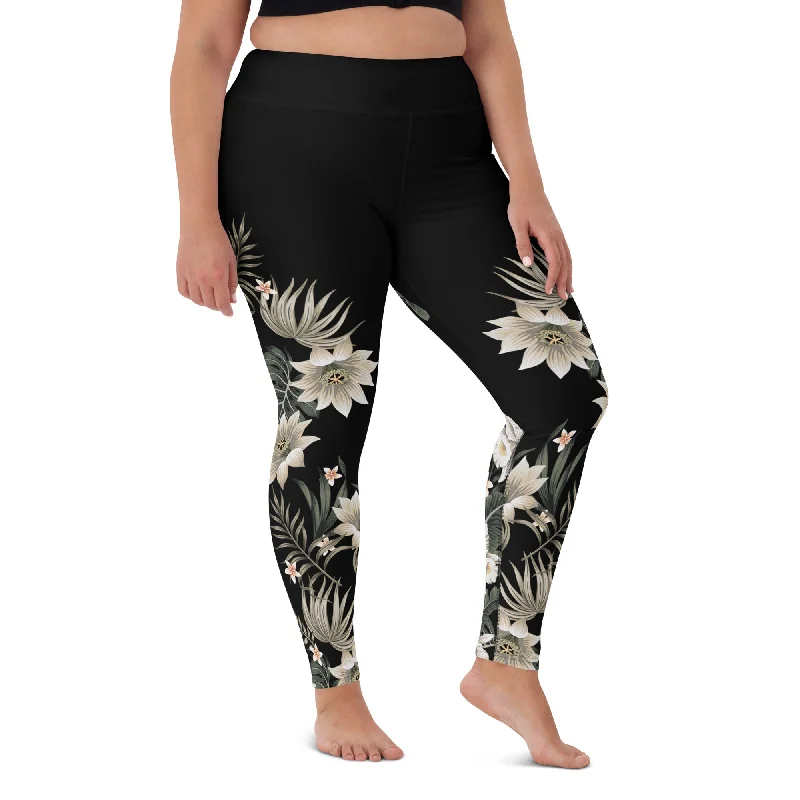 Plus Size Swim Leggings Paddleboard, Surf 2XL-6XL - Hawaiian Lily Reversible Bikini Set