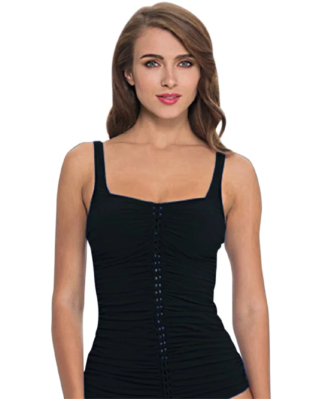 Profile By Gottex Waterfall Shirred Tankini Top Retro Swimwear Style
