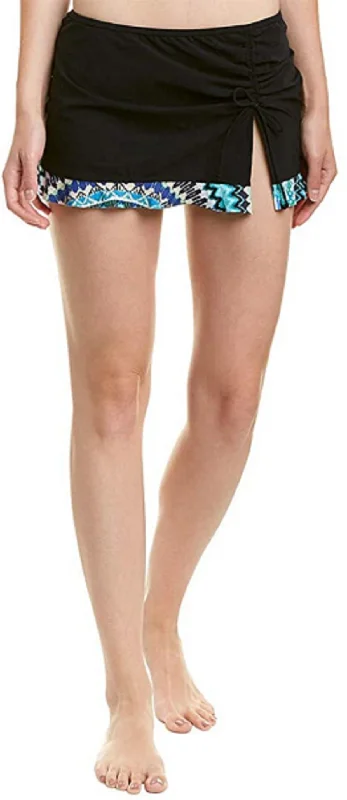 Profile by Gottex Women's Buena Vista Ruched Swim Skirt, Black, 6 Plunge Back Swimsuit