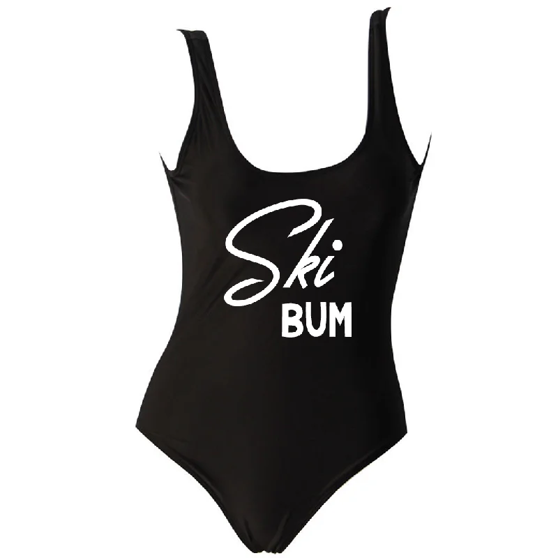 Ski Bum Black One Piece Swimsuit Luxury Swimsuit Style