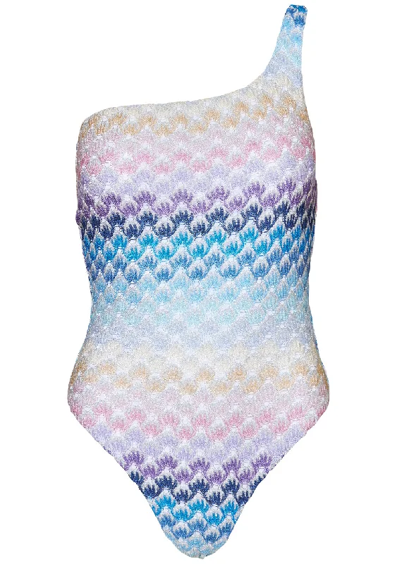 Swimsuit One-Shoulder Degradé Blue Quick-Dry Tankini