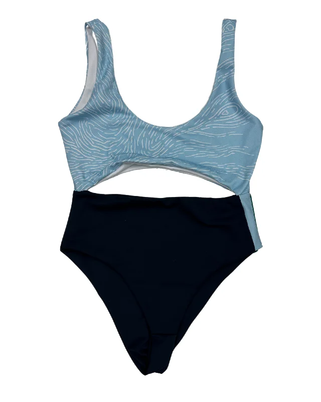 Navy And Light Blue One Piece Swimsuit - Size 00-0 Push-Up Swimsuit Top