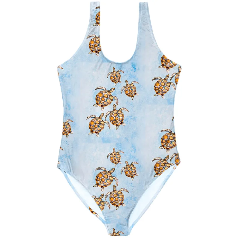 Turtles Women's One Piece Sleeveless Swimsuit Classic Sporty Swimsuit