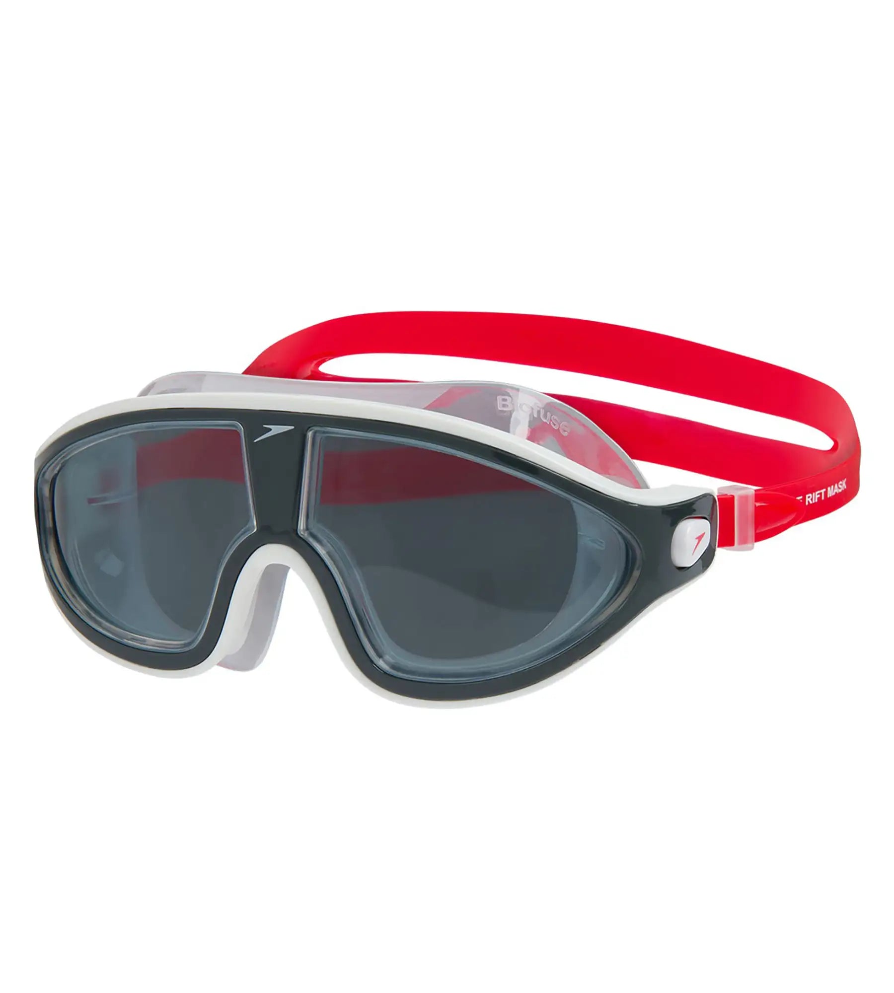 Unisex Adult Rift Smoke-Lens Swim Goggles - Lava Red & Oxid Grey Sleek Full Coverage