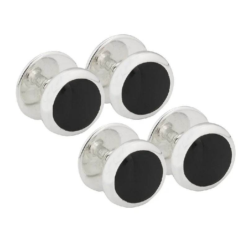 Sterling Silver Onyx Shirt Studs-- Fashionable Trendy Casual