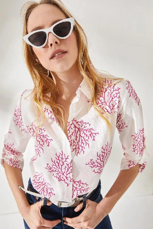 Women's Bush Fuchsia Sleeve Fold Linen Shirt GML-19000825-- Wool Fabric Cashmere Fabric Tweed Fabric Women's Bush Fuchsia Sleeve Fold Linen Shirt GML-19000825-- Wool Fabric Cashmere Fabric Tweed Fabric