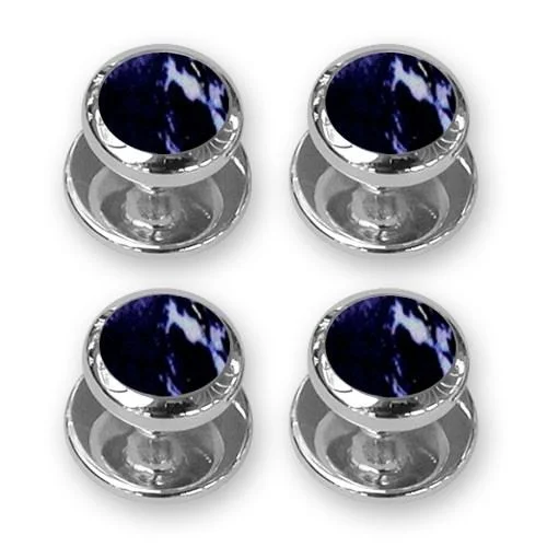 Sterling Silver Lapis Shirt Studs-- Real Fur Shearling Chenille