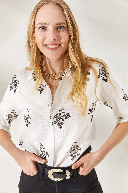 Women's Floral Black Sleeve Fold Linen Shirt GML-19000825-- Nylon Fabric Polyester Fabric Spandex Fabric Women's Floral Black Sleeve Fold Linen Shirt GML-19000825-- Nylon Fabric Polyester Fabric Spandex Fabric