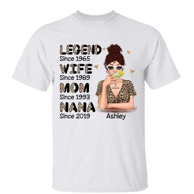Legend Wife Mom Grandma Leopard Shirt Cocktail Girl Personalized Shirt-- Anti-Pilling Machine Wash Handmade