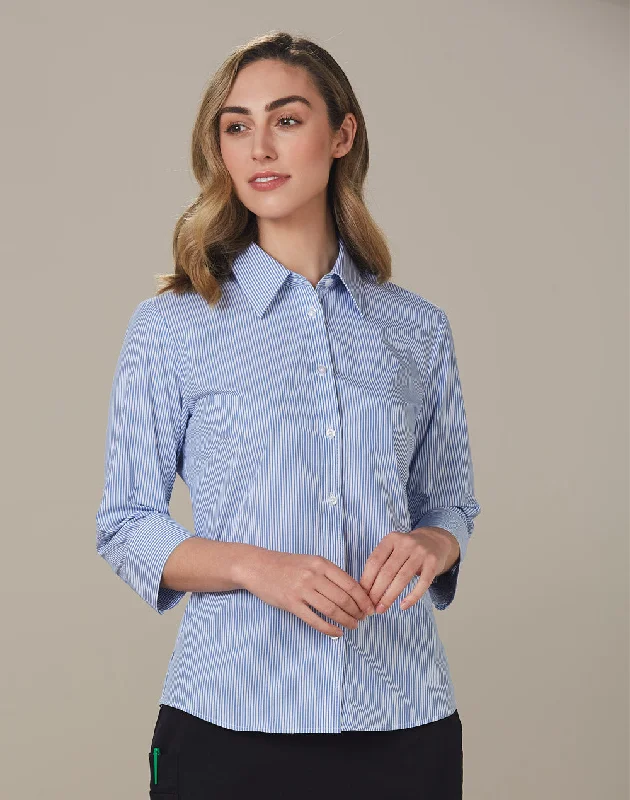 Winning Spirit Women's Balance Stripe 3/4 Sleeve Shirt (M8233)-- Satin Fabric Silk Fabric Chiffon Fabric Winning Spirit Women's Balance Stripe 3/4 Sleeve Shirt (M8233)-- Satin Fabric Silk Fabric Chiffon Fabric