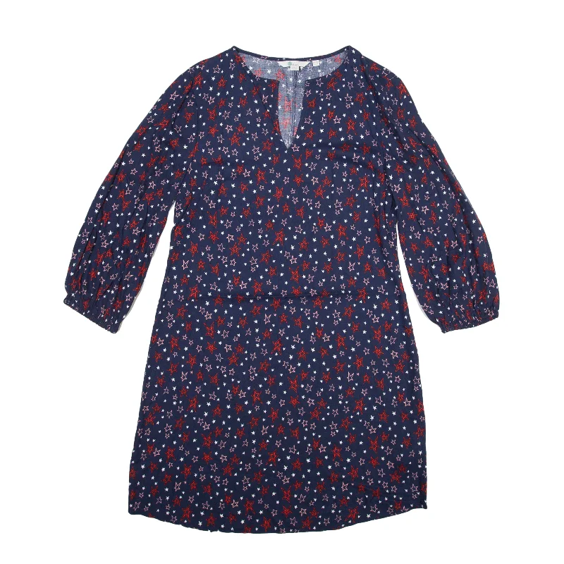 BODEN Star Print Shift Dress Blue Long Sleeve Knee Length Womens UK 10 Shift Classic Vintage BODEN Star Print Shift Dress Blue Long Sleeve Knee Length Womens UK 10 Shift Classic Vintage