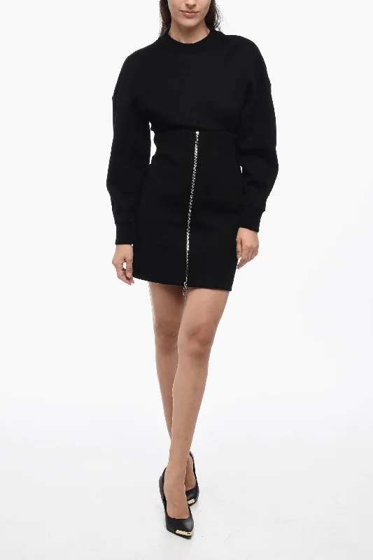 Alexander McQueen Long Sleeved Dress With Front Zip 40 Italian size Crew Neckline Sporty Alexander McQueen Long Sleeved Dress With Front Zip 40 Italian size Crew Neckline Sporty