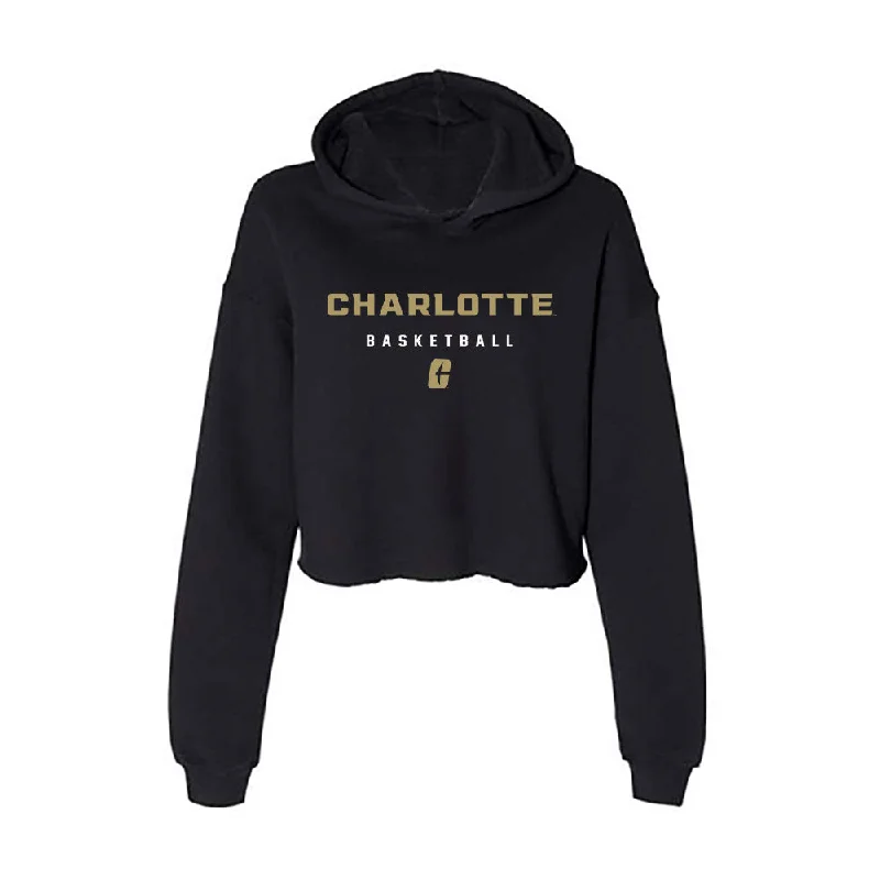 UNC Charlotte - NCAA Women's Basketball : Tracey Hueston - Women's Crop Fleece Hoodie Hoodie with Hidden Zipper Minimalist Clean UNC Charlotte - NCAA Women's Basketball : Tracey Hueston - Women's Crop Fleece Hoodie Hoodie with Hidden Zipper Minimalist Clean