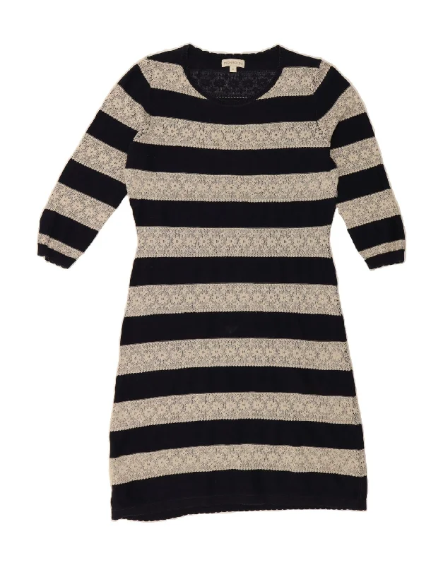 MONSOON Womens 3/4 Sleeve Jumper Dress UK 14 Medium Navy Blue Striped Tunics Practical easy-care MONSOON Womens 3/4 Sleeve Jumper Dress UK 14 Medium Navy Blue Striped Tunics Practical easy-care