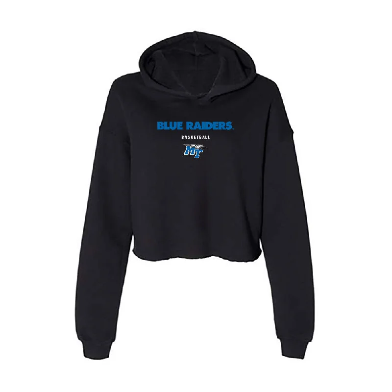 MTSU - NCAA Women's Basketball : Meioshe Mason - Women's Crop Fleece Hoodie Hoodie with Hem Contrast Bold Stylish MTSU - NCAA Women's Basketball : Meioshe Mason - Women's Crop Fleece Hoodie Hoodie with Hem Contrast Bold Stylish