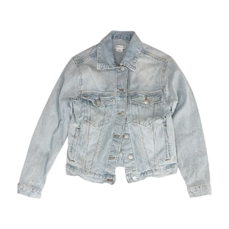 Blue Solid Denim Jacket Wool Fabric Cashmere Fabric Tweed Fabric