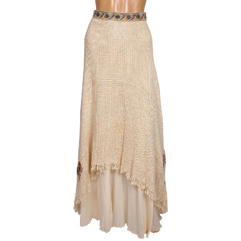 Vintage 1970s Roberto Cavalli Skirt Cotton with Printed Leather Size S 25” Waist leather skirt bold