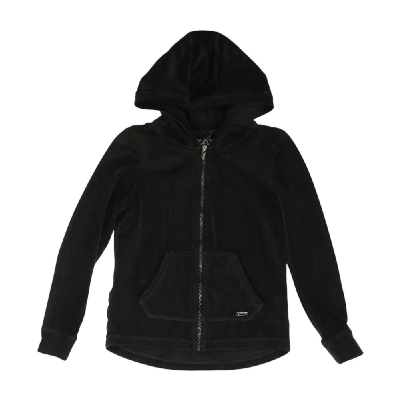 Black Solid Lightweight Jacket Hoodie Zip-Up Jacket Button-Up Jacket