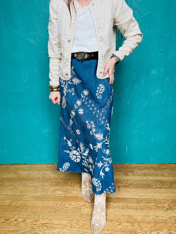 Allison Bias Maxi Skirt silk skirt lustrous